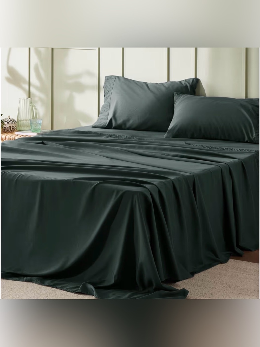 Bedsure California King Sheet Set Dark Green 4 Piece Microfiber New Sealed